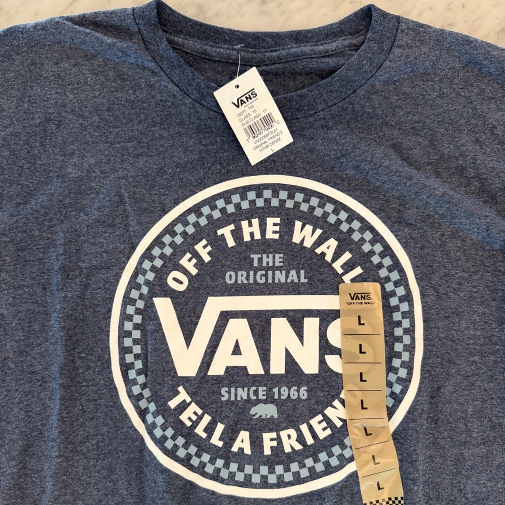 NWT Men’s Vans Navy T Shirt Off The Wall Friend Large